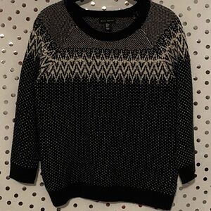 Brand: Willi Smith, size M, black w/white design wool sweater